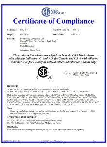 Certificado UL para painel solar